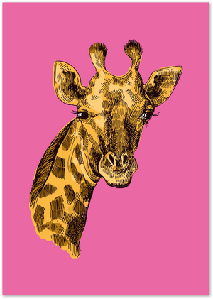Posterux© | Giraffe on Pink Poster – Bold Hand-Drawn Safari Animal Wall Art poster – premium wall art