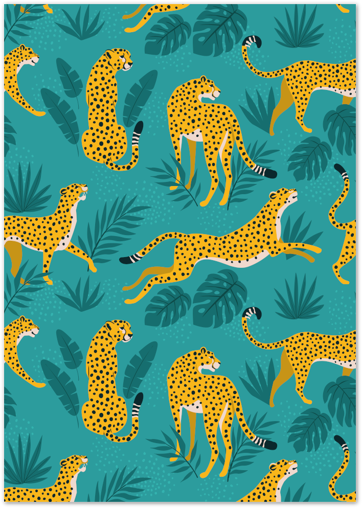 Posterux© | Cheetah Jungle Pattern Poster – Tropical Safari Animal Art poster – premium wall art
