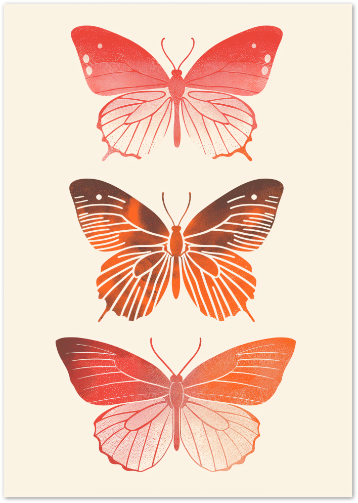Posterux© | Trio of Butterflies Poster – Vintage Naturalist Insect Art poster – premium wall art