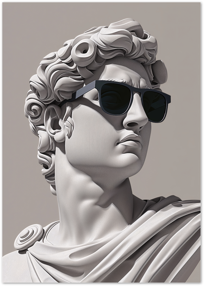 Posterux© | Modern David Sculpture Poster – Cool Classic with Sunglasses Wall Art poster – premium wall art