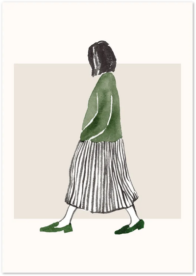 Posterux© | Walking Girl Poster – Minimal Watercolor Fashion Art poster – premium wall art
