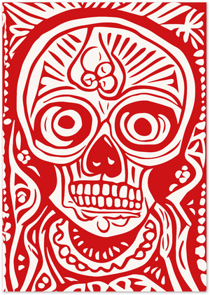 Posterux© | Day of the Dead Skull Poster – Red Mexican Folk Art Print poster – premium wall art