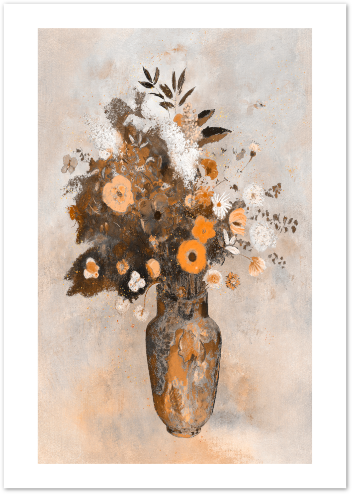 Posterux© | Sepia Flower Vase Poster – Neutral Textured Still Life Art poster – premium wall art