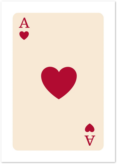 Posterux© | Red Ace of Hearts Poster – Vintage Card Symbol Wall Art poster – premium wall art