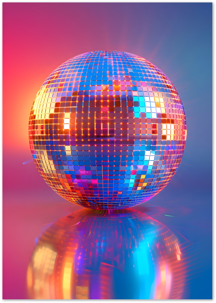 Posterux© | Neon Disco Ball Poster – Retro Nightlife Wall Art poster – premium wall art