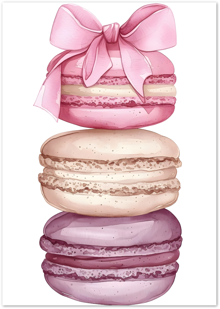 Posterux© | Pink Macaron Stack Poster – Sweet French Dessert Illustration poster – premium wall art