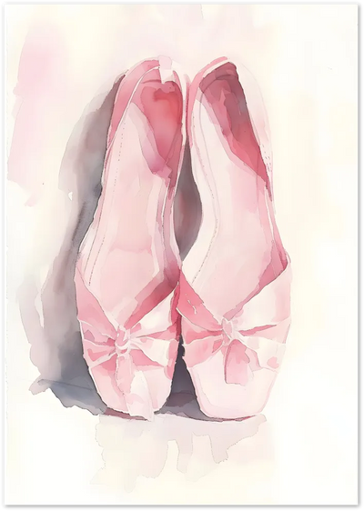 Posterux© | Ballet Flats in Watercolor Poster – Soft Pink Dance Art poster – premium wall art