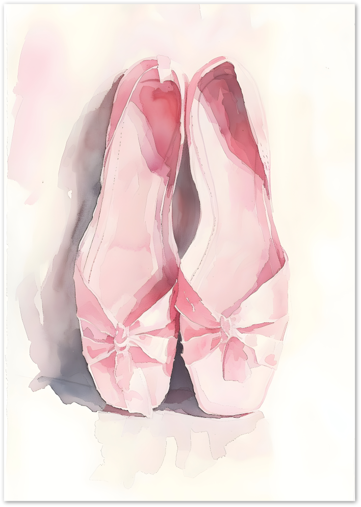 Posterux© | Ballet Flats in Watercolor Poster – Soft Pink Dance Art poster – premium wall art