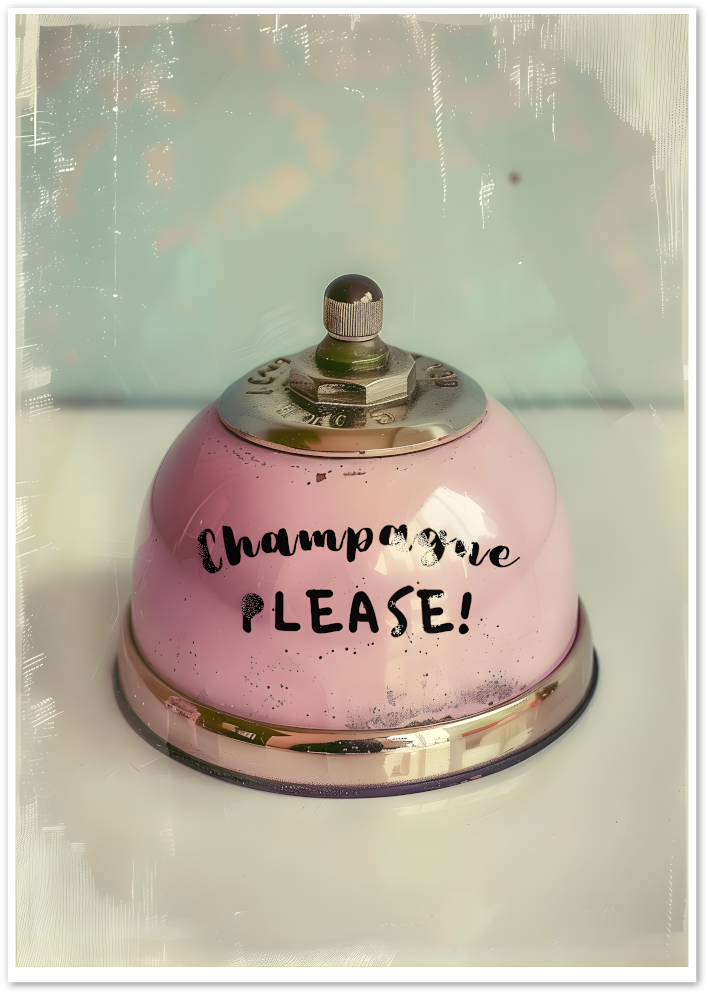 Posterux© | Champagne Please Bell Poster – Fun Vintage Vibe Decor poster – premium wall art