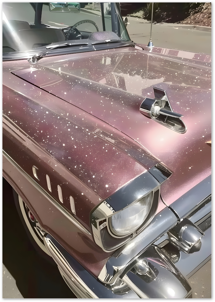 Posterux© | Vintage Sparkle Car Poster – Shiny Retro Glam Wall Art poster – premium wall art