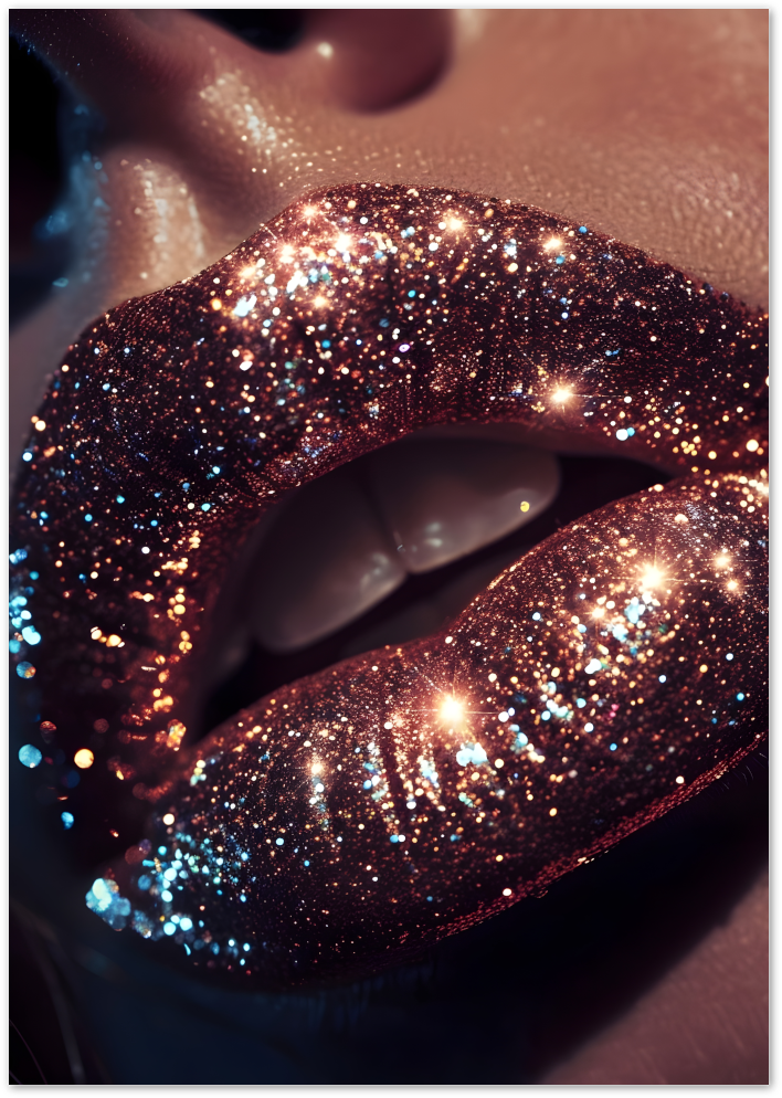 Posterux© | Glitter Lips Poster – Bold Glamour Photography Art poster – premium wall art