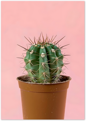 Posterux© | Cute Cactus Poster – Minimal Botanical Art on Pink poster – premium wall art