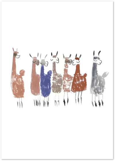 Posterux© | Happy Llamas Poster – Minimal Whimsical Animal Art poster – premium wall art