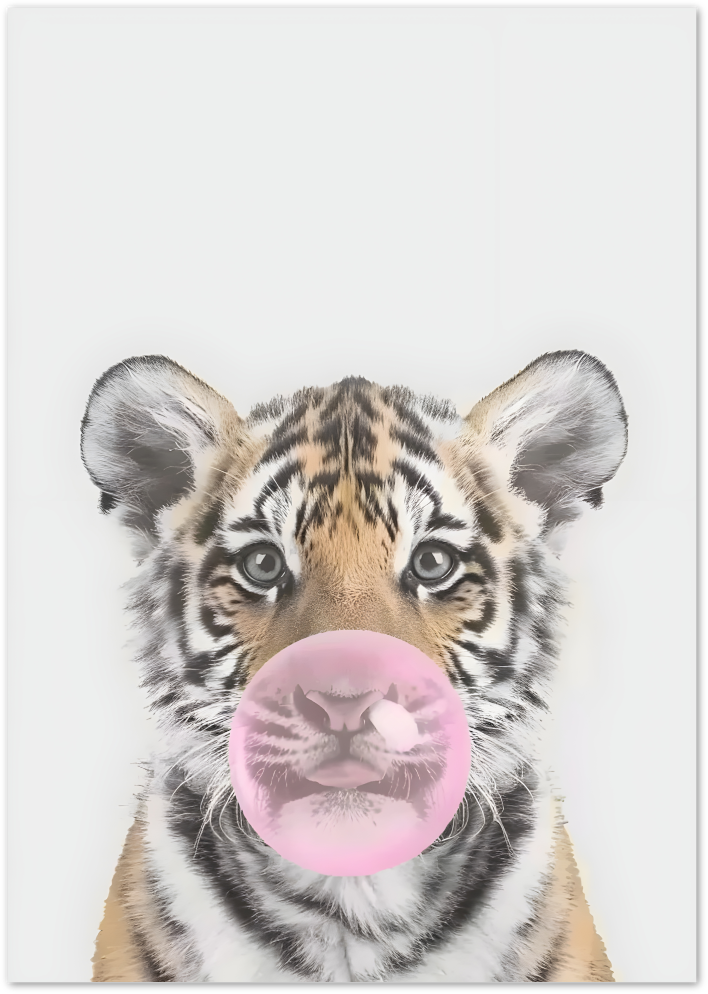 Posterux© | Bubblegum Tiger Cub Poster – Fierce & Cute Pop Art Print poster – premium wall art