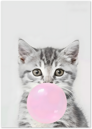 Posterux© | Bubblegum Kitten Poster – Cute Grey Cat Pop Art Print poster – premium wall art