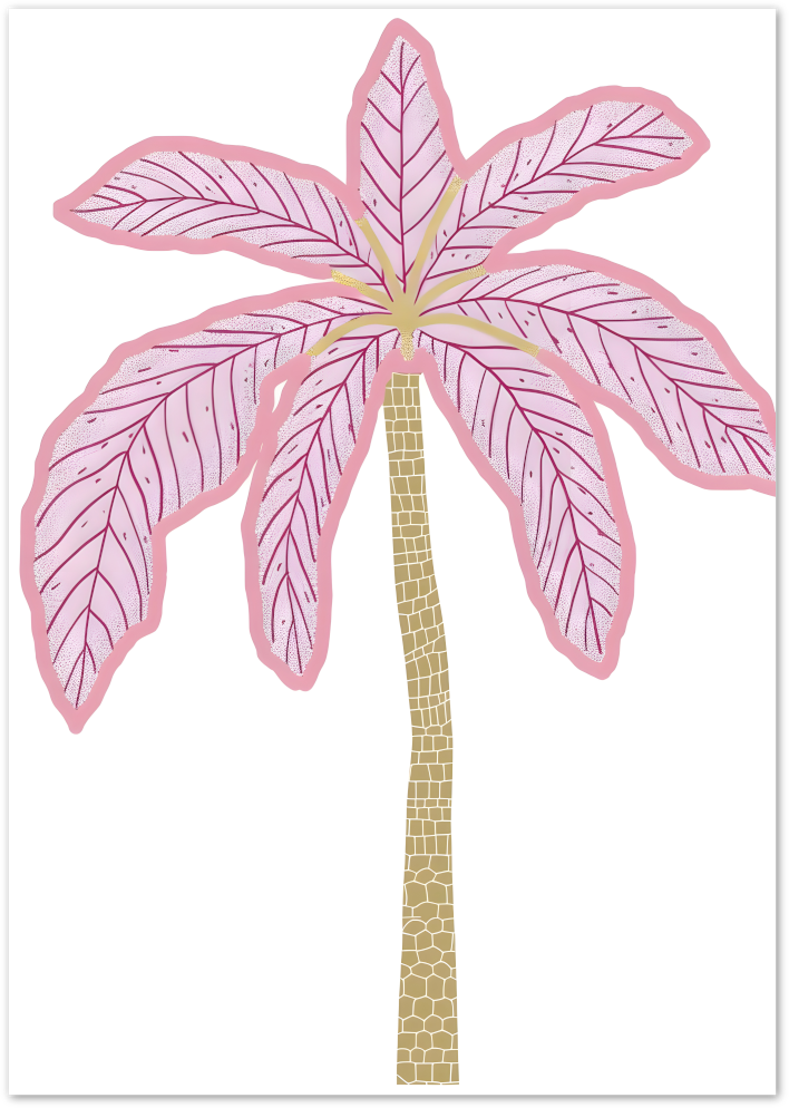 Posterux© | Pink Palm Tree Poster – Tropical Botanical Art poster – premium wall art