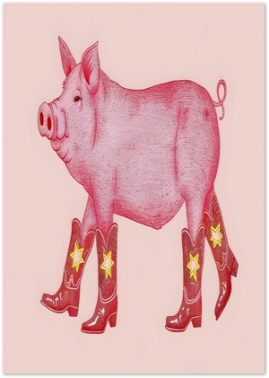 Posterux© | Cowboy Pig Poster – Whimsical Farm Animal Art poster – premium wall art