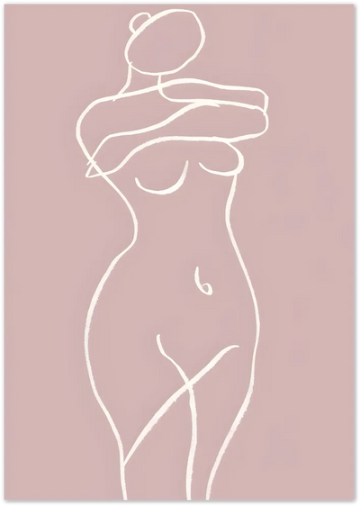 Posterux© | Pink Nude Line Art Poster – Minimalist Feminine Figure poster – premium wall art