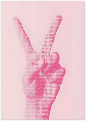 Posterux© | Peace Sign Poster – Pop Art Pixel Hand in Pink poster – premium wall art