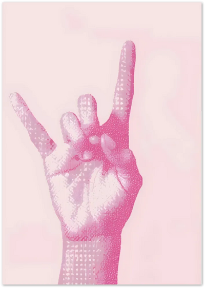 Posterux© | Rock On Poster – Edgy Pink Pixel Hand Art poster – premium wall art