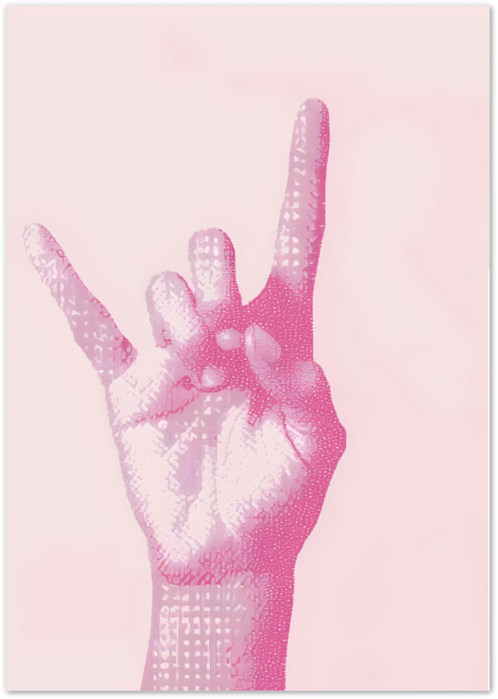 Posterux© | Rock On Poster – Edgy Pink Pixel Hand Art poster – premium wall art