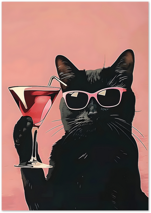 Posterux© | Cool Cat Cocktail Poster – Pink Retro Vibes poster – premium wall art