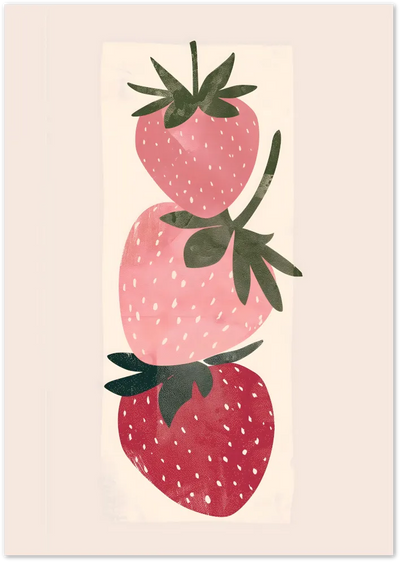 Posterux© | Strawberry Stack Poster – Playful Kitchen Art Print poster – premium wall art