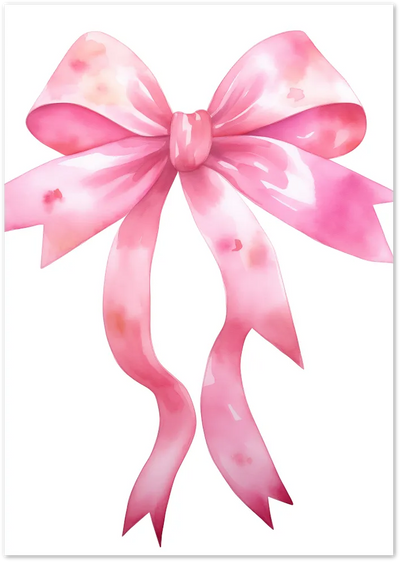 Posterux© | Pink Bow Poster – Feminine Watercolor Ribbon Art poster – premium wall art