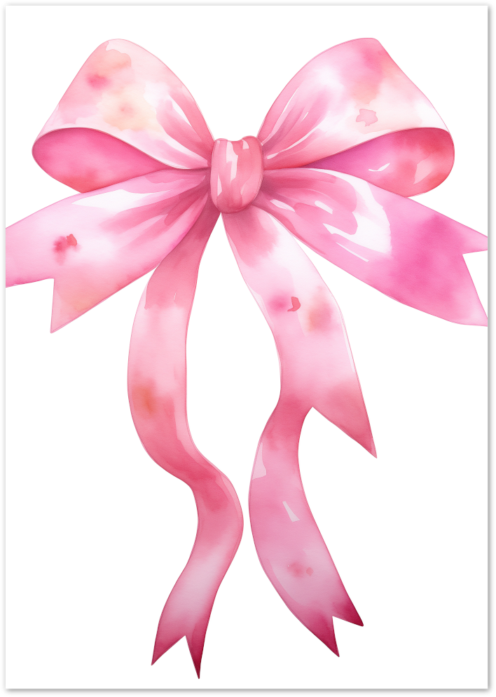 Posterux© | Pink Bow Poster – Feminine Watercolor Ribbon Art poster – premium wall art