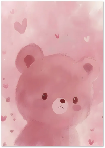 Posterux© | Teddy Love Poster – Soft Pink Bear Nursery Poster poster – premium wall art