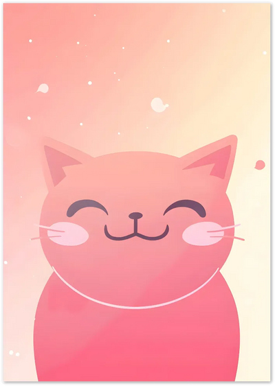 Posterux© | Blush Cat Poster – Minimalist Pink Cat Illustration poster – premium wall art
