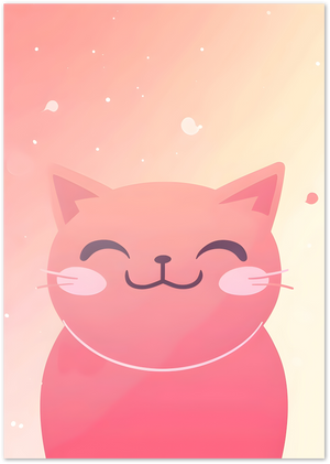 Posterux© | Blush Cat Poster – Minimalist Pink Cat Illustration poster – premium wall art