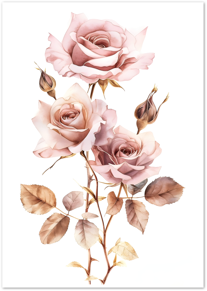 Posterux© | Blush Roses Poster – Vintage Botanical Floral Poster poster – premium wall art