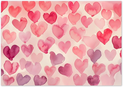 Posterux© | Watercolor Hearts Poster – Pink Love Pattern Wall Art poster – premium wall art