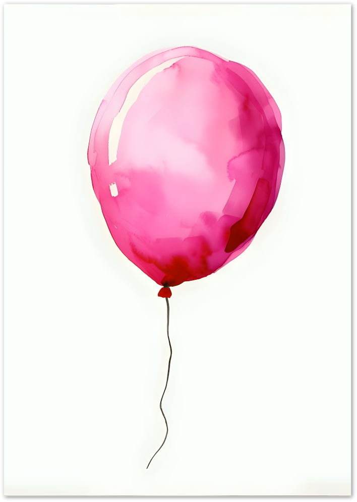 Posterux© | Pink Balloon Poster – Minimalist Watercolor Pop poster – premium wall art