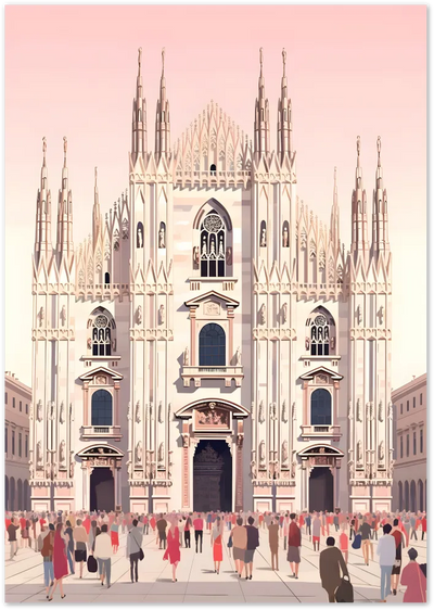 Posterux© | Duomo di Milano Poster – Pink City Travel Illustration poster – premium wall art