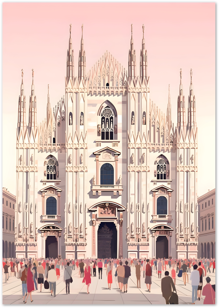 Posterux© | Duomo di Milano Poster – Pink City Travel Illustration poster – premium wall art