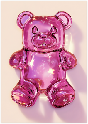Posterux© | Pink Gummy Bear Poster – Glossy Candy Delight poster – premium wall art