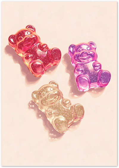 Posterux© | Gummy Bear Trio Poster – Colorful Candy Charm poster – premium wall art