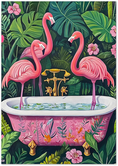 Posterux© | Flamingo Bath – Tropical Jungle Poster poster – premium wall art