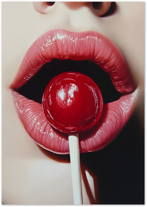 Posterux© | Cherry Lollipop Lips – Glam Pop Art Poster poster – premium wall art