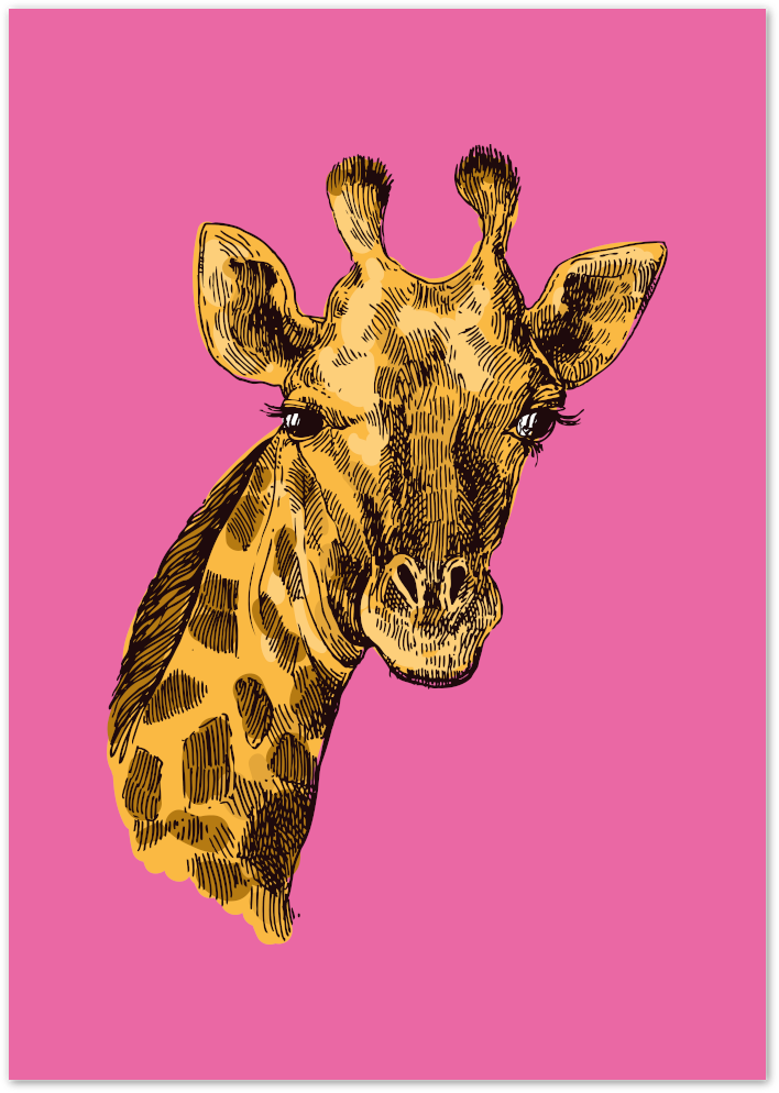 Posterux© | Giraffe on Pink – Graphic Safari Pop Art poster – premium wall art