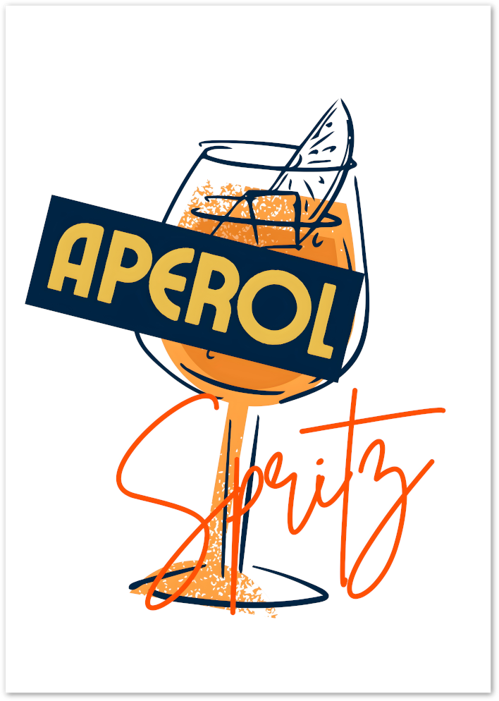 Posterux© | Aperol Spritz Glass – Graphic Cocktail Vibes poster – premium wall art