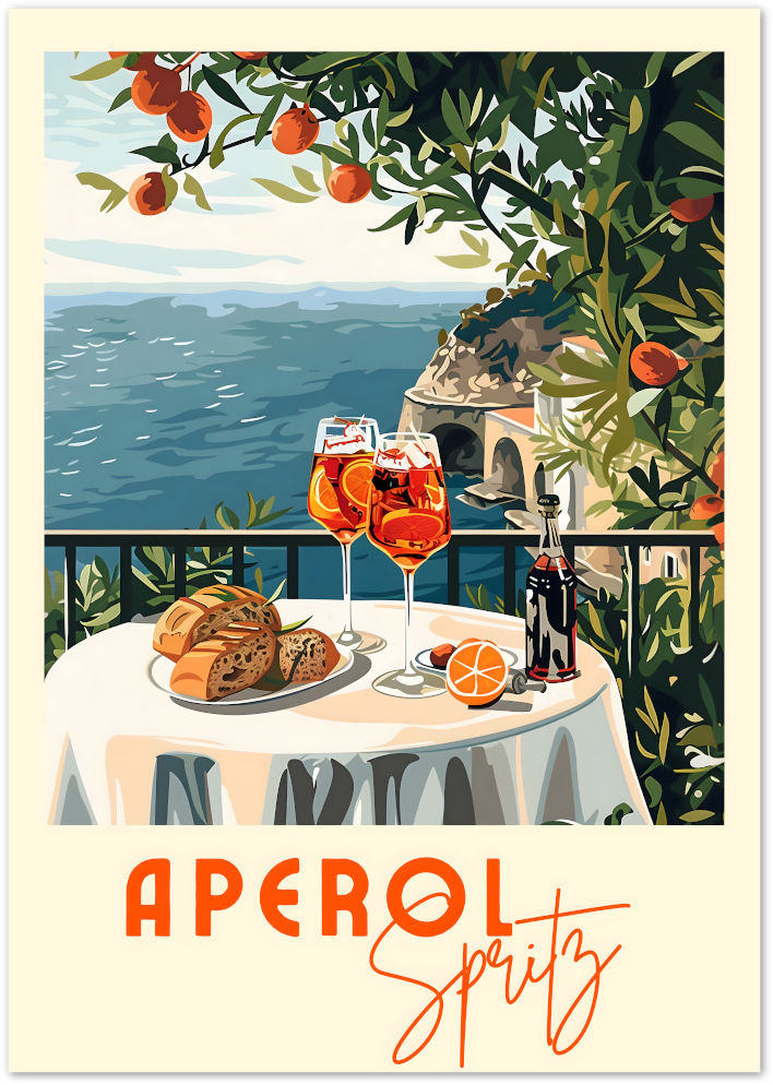 Posterux© | Aperitivo by the Sea – Amalfi Coast Aperol Poster poster – premium wall art