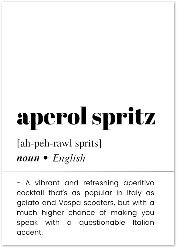 Posterux© | Aperol Spritz Definition – Fun Typography Poster poster – premium wall art