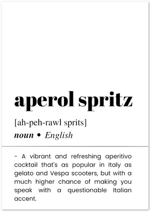 Posterux© | Aperol Spritz Definition – Fun Typography Poster poster – premium wall art