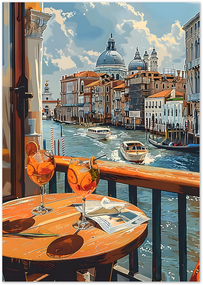 Posterux© | Spritz with a View – Venice Balcony Poster poster – premium wall art