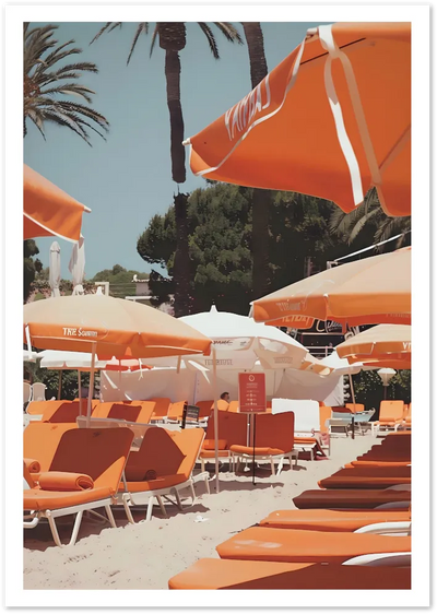Posterux© | Orange Umbrellas – Beach Aperol Scene Poster poster – premium wall art