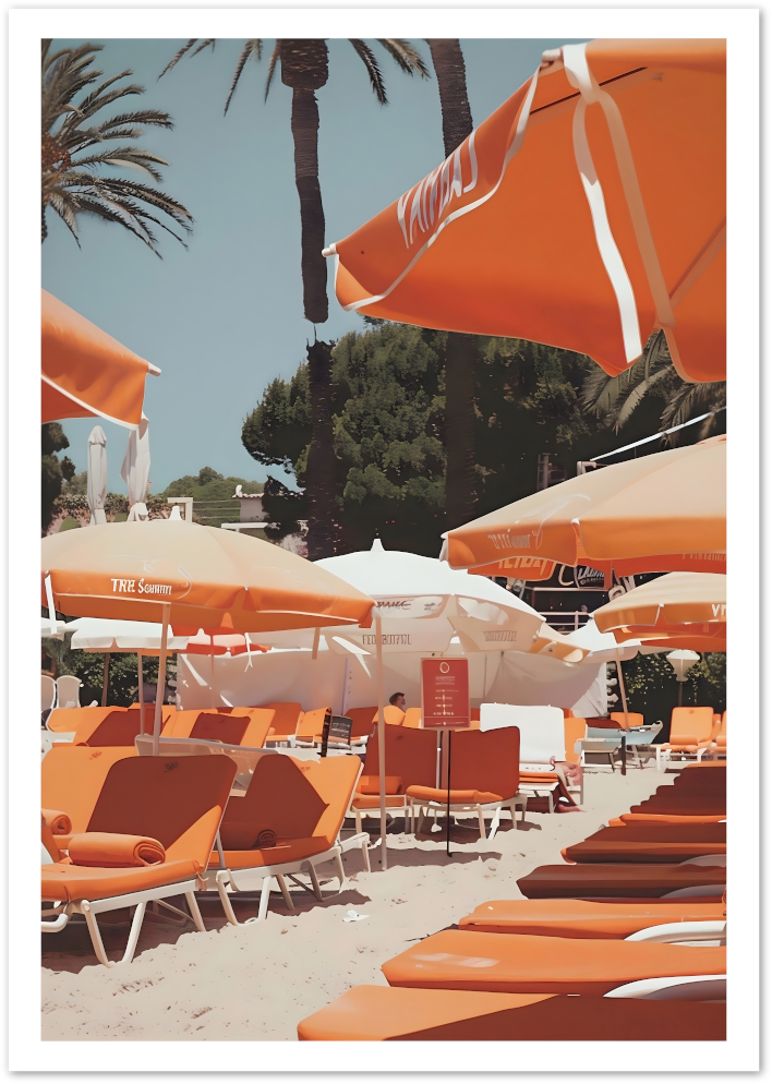 Posterux© | Orange Umbrellas – Beach Aperol Scene Poster poster – premium wall art
