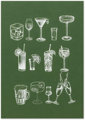 Posterux© | Cheers & Cocktails Gallery Wall – Set of 5 Posters poster premium poster by Posterux